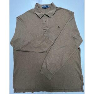 Men Long Sleeve Pullover Polo Size XL Brown